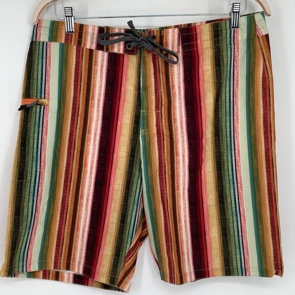 prAna Size 35 Baja Stripe 7” Fenton Boardshorts Swim Trunks Swimwear N10-22 - Picture 2 of 9